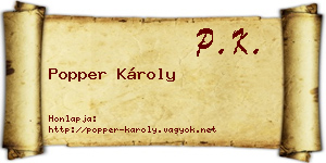 Popper Károly névjegykártya